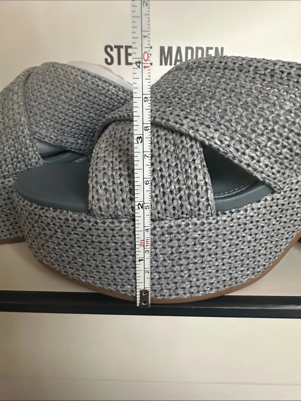 Steve Madden Blue Woven Crossband Platform Slides